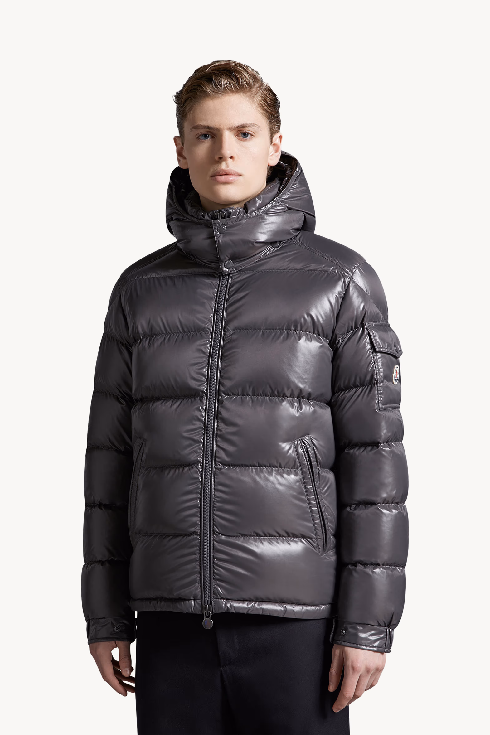 Doudoune courte à capuche Moncler Maya Hommes Gris foncé Moncler 3